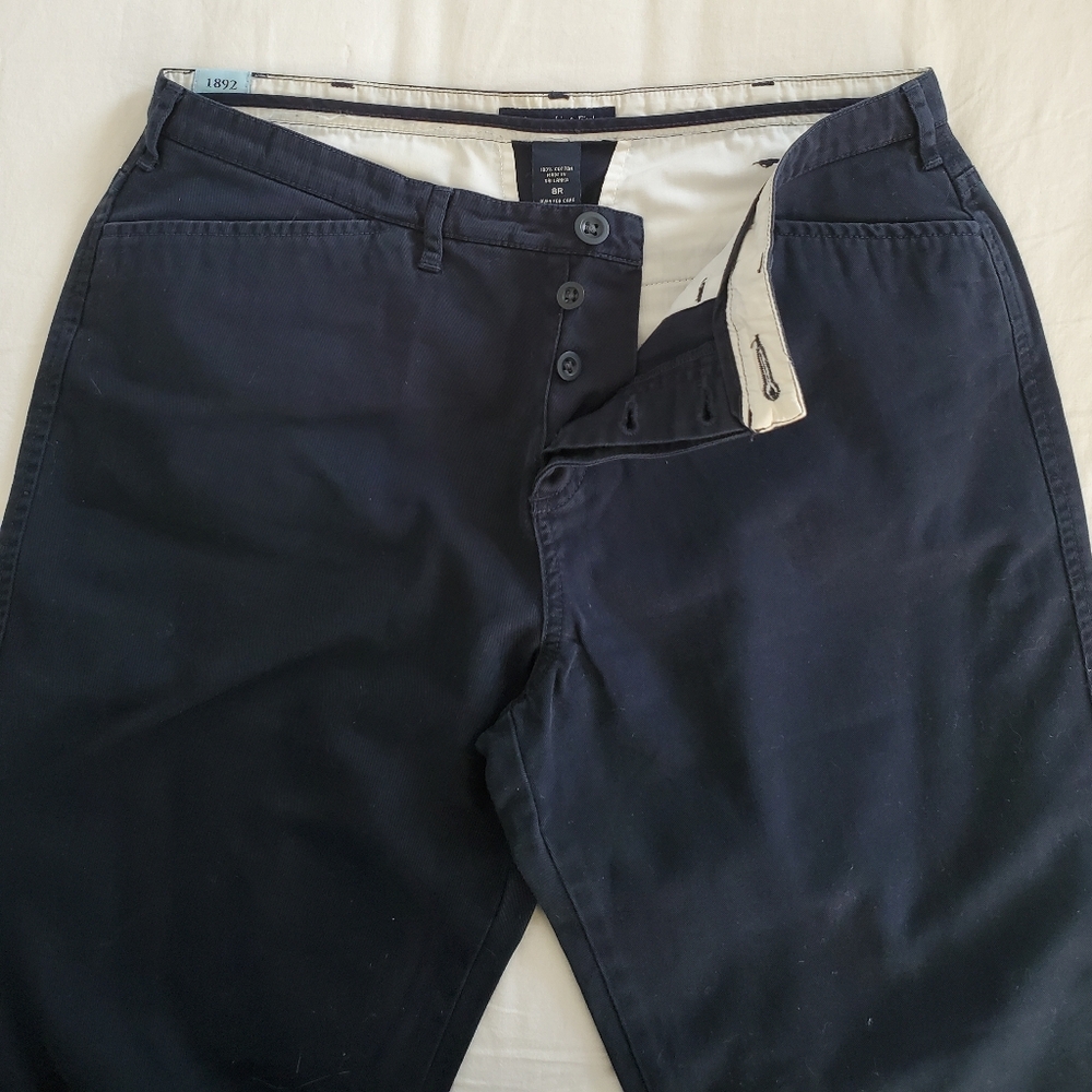 Vintage Abercrombie & Fitch Navy Blue Flare Chino Pants Size 8R - Picture 2 of 8